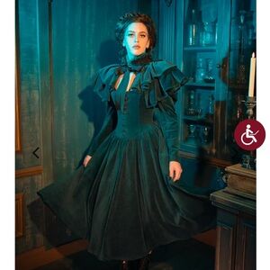 CRIMSON PEAK™ Lady Lucille Victorian Dress with Capelet in Teal - Small Medium